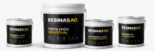 Baldes do sistema Resinas AG: primer, tinta epóxi, autonivelante e verniz PU